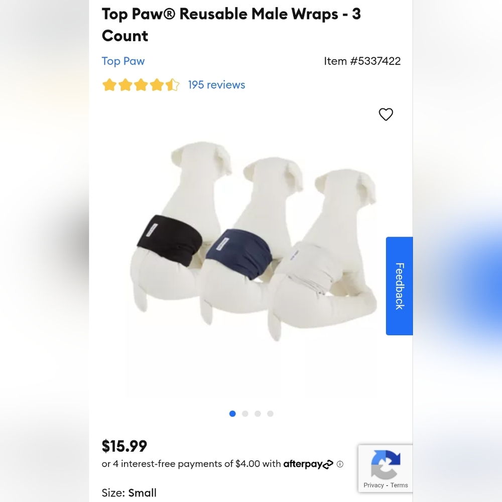 Top Paw Reusable Male Wraps - 3 Count